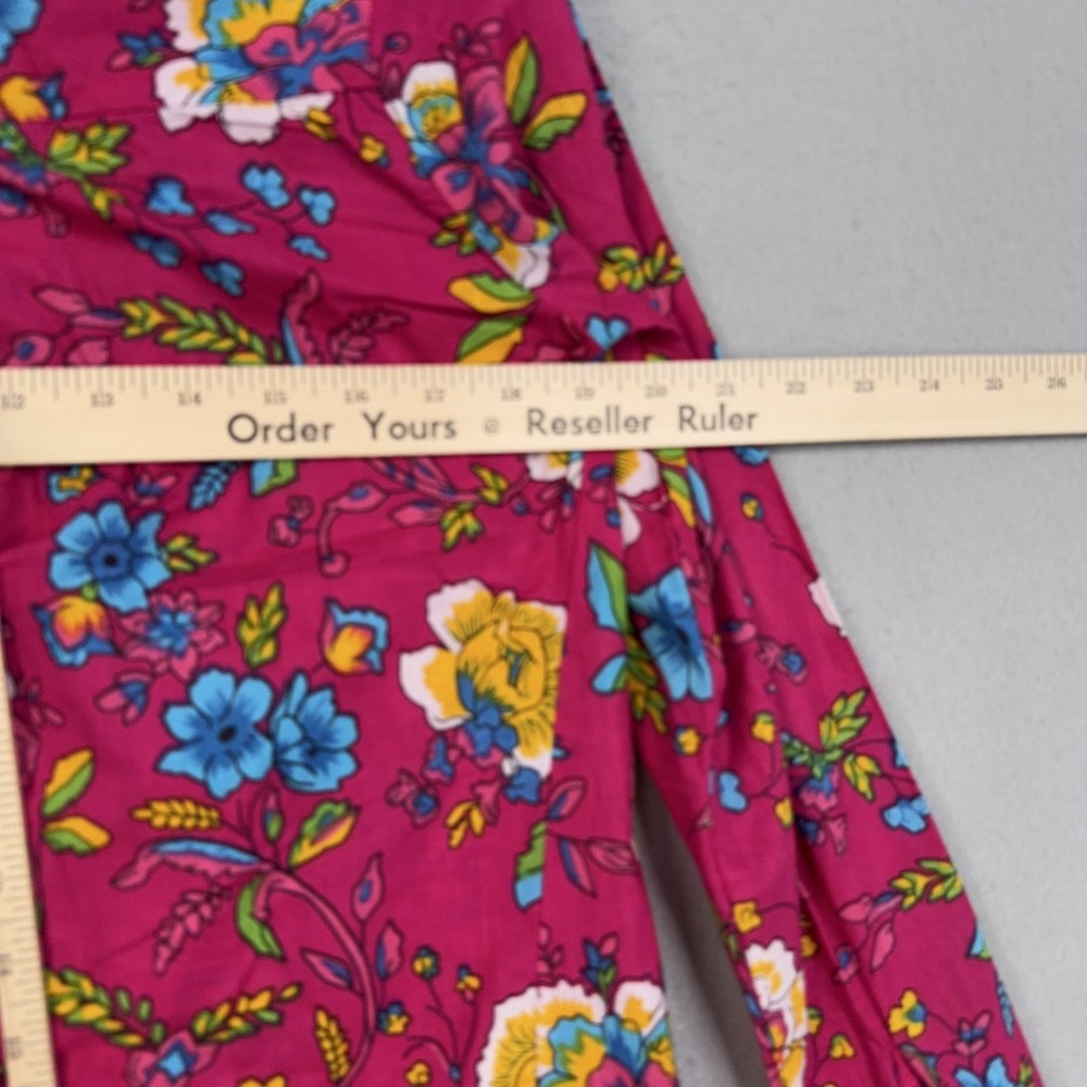 Pitusa Blouse Womens I Pink Floral Cotton Collared Boho Tie Front Top Lace Cuff - Picture 11 of 14